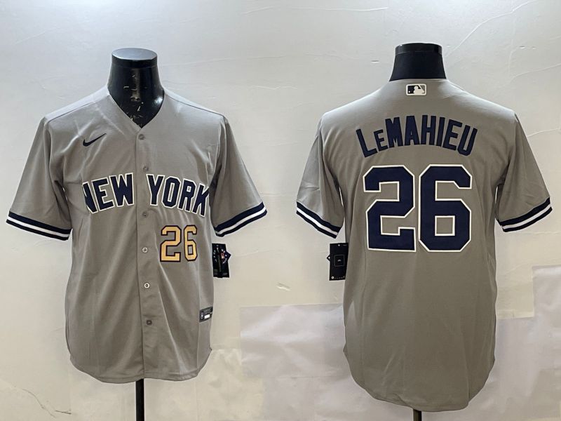 Men New York Yankees 26 Lemahieu Grey Game 2025 Nike MLB Jersey style 2